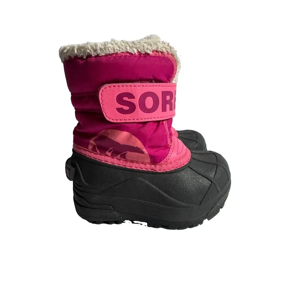 Sorel Snow Commander Toddler Winter Boots Pink Purple Black Waterproof Size 7